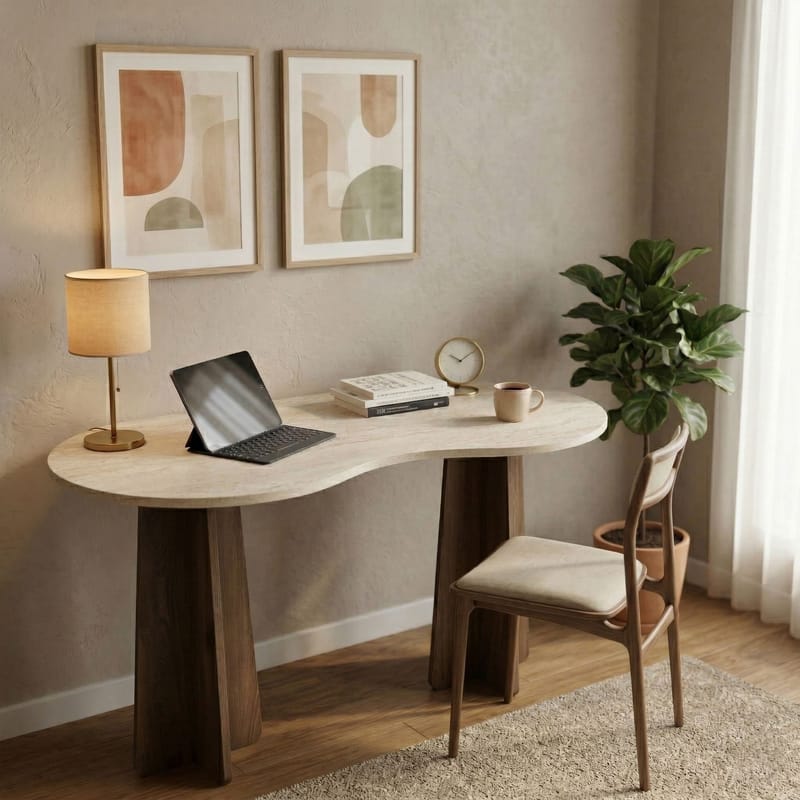 Soryn Skrivebord 120x75x60 cm - Travertine Walnut - Møbler - Borde - Kontorbord - Skrivebord