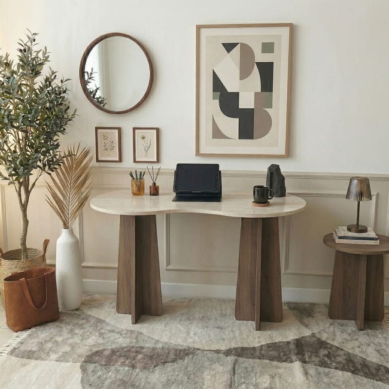 Soryn Skrivebord 120x75x60 cm - Travertine Walnut - Møbler - Borde - Kontorbord - Skrivebord