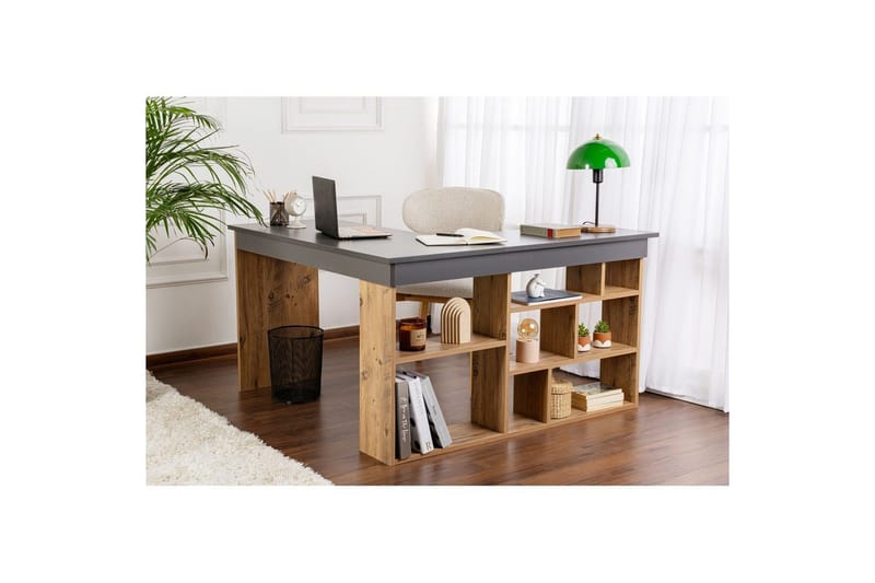 Studie Skrivebord Regar Antracit Atlantisk Fyrretræ - Antracit Atlantisk Fyrretræ - Møbler - Borde - Kontorbord - Skrivebord - hjørneskrivebord
