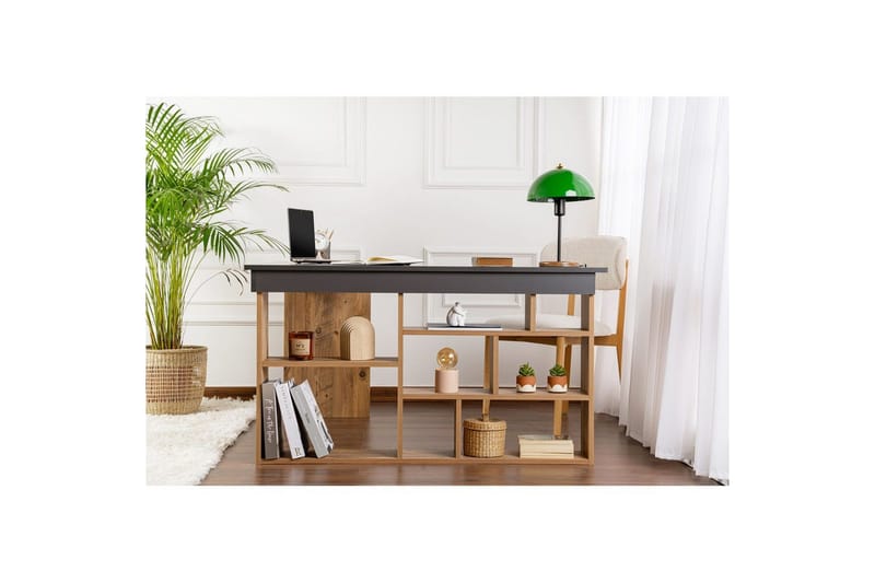 Studie Skrivebord Regar Antracit Atlantisk Fyrretræ - Antracit Atlantisk Fyrretræ - Møbler - Borde - Kontorbord - Skrivebord - hjørneskrivebord