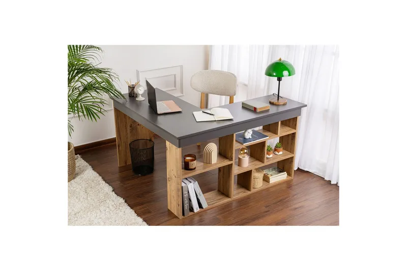 Studie Skrivebord Regar Antracit Atlantisk Fyrretræ - Antracit Atlantisk Fyrretræ - Møbler - Borde - Kontorbord - Skrivebord - hjørneskrivebord