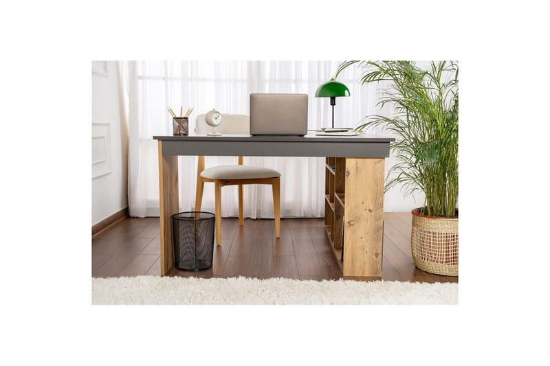 Studie Skrivebord Regar Antracit Atlantisk Fyrretræ - Antracit Atlantisk Fyrretræ - Møbler - Borde - Kontorbord - Skrivebord - hjørneskrivebord