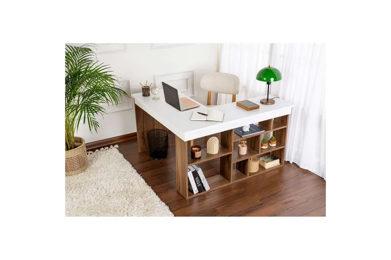 Studie Skrivebord Regar Valnød Hvid - Valnød Hvid - Møbler - Borde - Kontorbord - Skrivebord