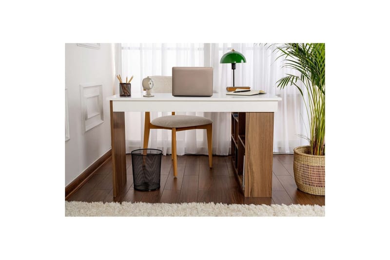 Studie Skrivebord Regar Valnød Hvid - Valnød Hvid - Møbler - Borde - Kontorbord - Skrivebord