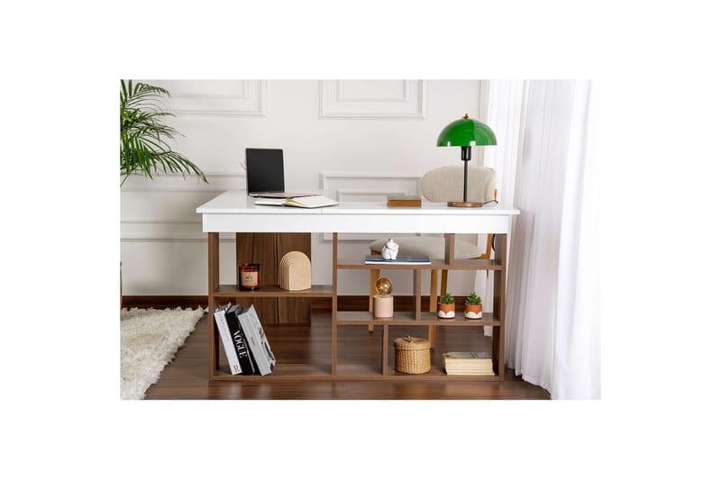 Studie Skrivebord Regar Valnød Hvid - Valnød Hvid - Møbler - Borde - Kontorbord - Skrivebord