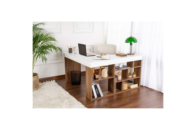Studie Skrivebord Regar Valnød Hvid - Valnød Hvid - Møbler - Borde - Kontorbord - Skrivebord