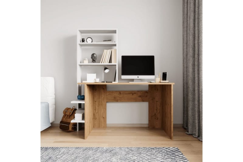 Studiebord & Bogreol Sorav Eg / Hvid - Eg / Hvid - Møbler - Borde - Kontorbord - Skrivebord