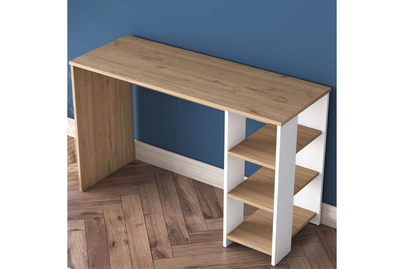 Studiebord Caeton Valnød / Hvid - Rødbrunt træ/Hvid - Møbler - Borde - Kontorbord - Skrivebord