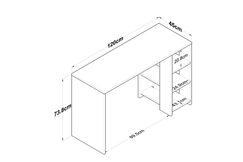 Studiebord Caeton Valnød / Hvid - Rødbrunt træ/Hvid - Møbler - Borde - Kontorbord - Skrivebord