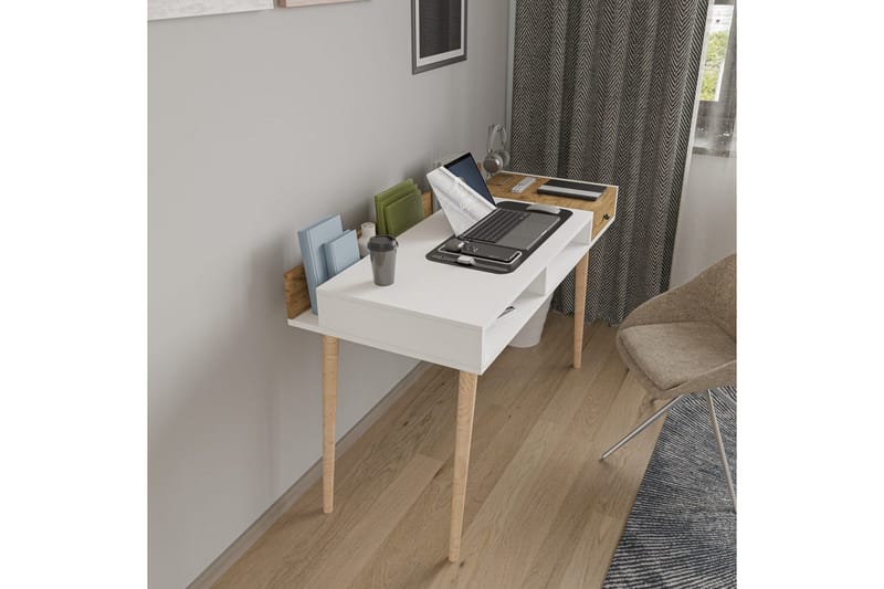 Studiebord Miraen Hvid / Eg - Hvid - Møbler - Borde - Kontorbord - Skrivebord