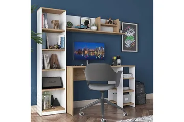 Studiebord Traven Valnød / Hvid - Hvid - Møbler - Borde - Kontorbord - Skrivebord