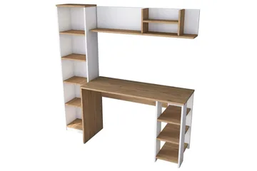 Studiebord Traven Valnød / Hvid - Hvid - Møbler - Borde - Kontorbord - Skrivebord