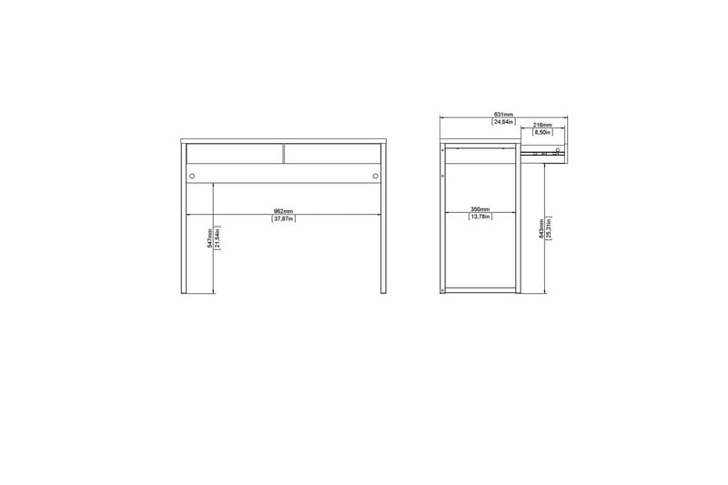 Taketo Skrivebord 40x101,6 cm - Hvid - Møbler - Borde - Kontorbord - Skrivebord
