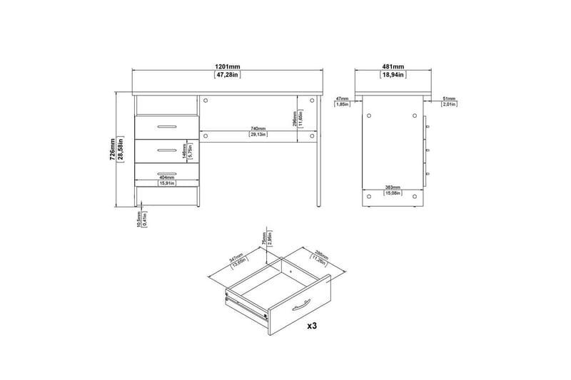 Taketo Skrivebord 48,1x120,1 cm - Natur - Møbler - Borde - Kontorbord - Skrivebord
