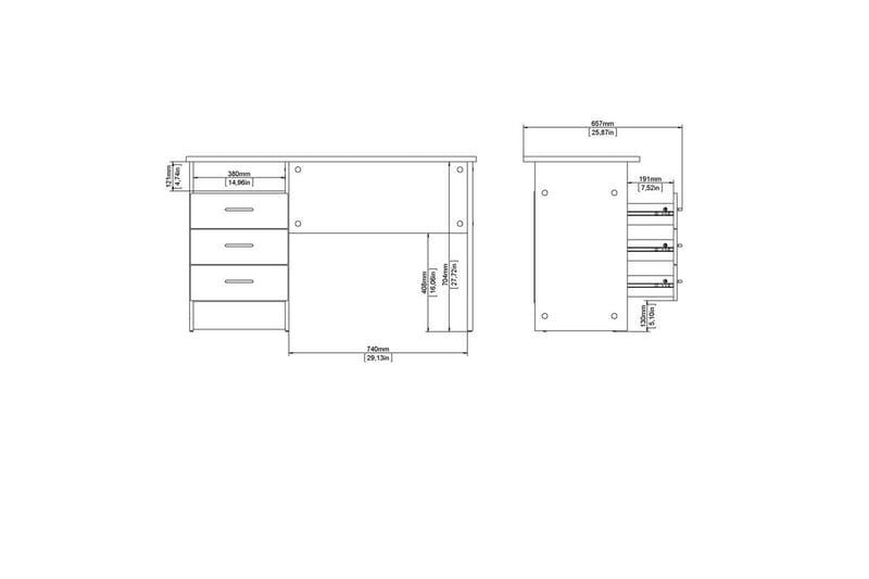 Taketo Skrivebord 48,1x120,1 cm - Natur - Møbler - Borde - Kontorbord - Skrivebord