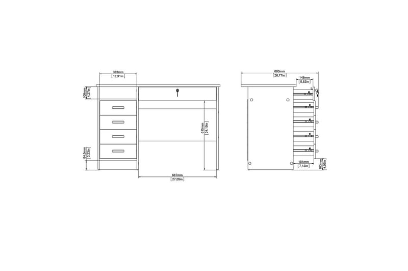 Taketo Skrivebord 48,5x109,3 cm - Natur - Møbler - Borde - Kontorbord - Skrivebord