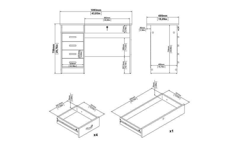 Taketo Skrivebord 48,5x109,3 cm - Natur - Møbler - Borde - Kontorbord - Skrivebord