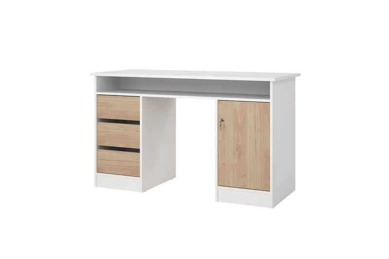Taketo Skrivebord 55x126 cm - Hvid/Natur - Møbler - Borde - Kontorbord - Skrivebord