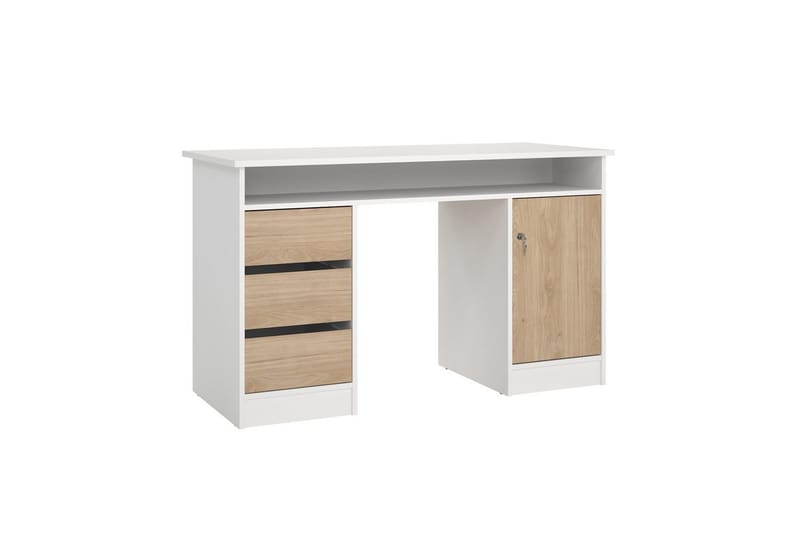 Taketo Skrivebord 55x126 cm - Hvid/Natur - Møbler - Borde - Kontorbord - Skrivebord