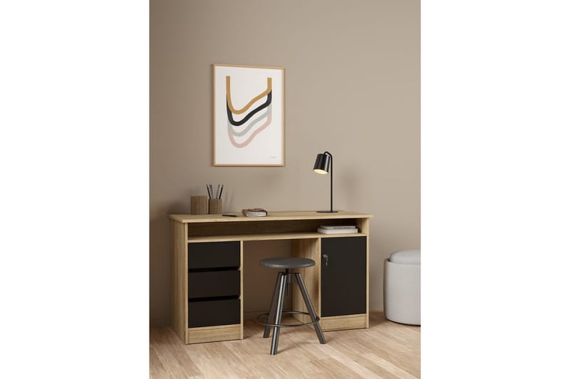 Taketo Skrivebord 55x126 cm - Natur/Sort - Møbler - Borde - Kontorbord - Skrivebord