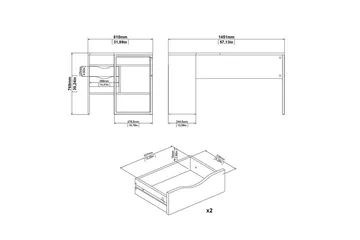 Taketo Skrivebord 81x145,1 cm - Hvid - Møbler - Borde - Kontorbord - Skrivebord