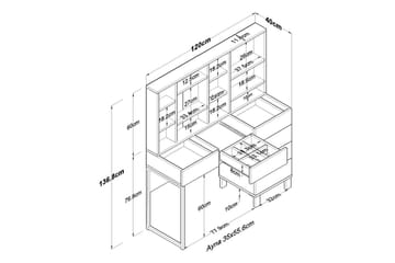 Talros Toiletbord 120 cm - Hvid - Møbler - Borde - Kontorbord - Skrivebord