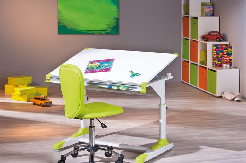 Ivar Skrivebord til børn - Hvid/Grøn/Lyserød - Møbler - Borde - Kontorbord - Tegnebord