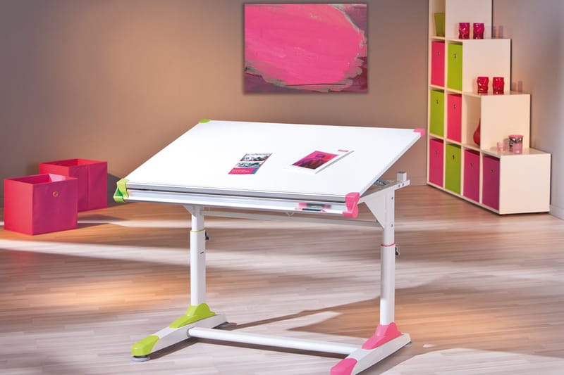 Ivar Skrivebord til børn - Hvid/Grøn/Lyserød - Møbler - Borde - Kontorbord - Tegnebord
