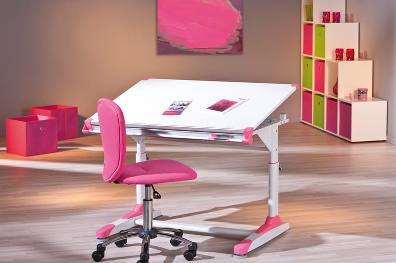 Ivar Skrivebord til børn - Hvid/Grøn/Lyserød - Møbler - Borde - Kontorbord - Tegnebord