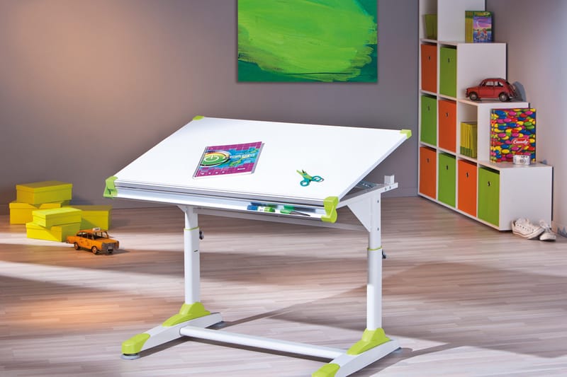 Ivar Skrivebord til børn - Hvid/Grøn/Lyserød - Møbler - Borde - Kontorbord - Tegnebord