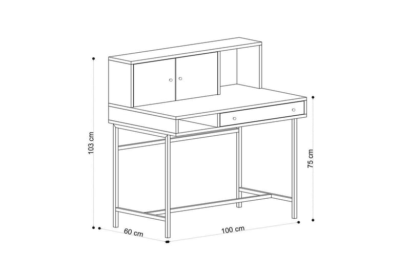 Teyric Skrivebord 60x100 cm - Eg/Sort - Møbler - Borde - Kontorbord - Skrivebord
