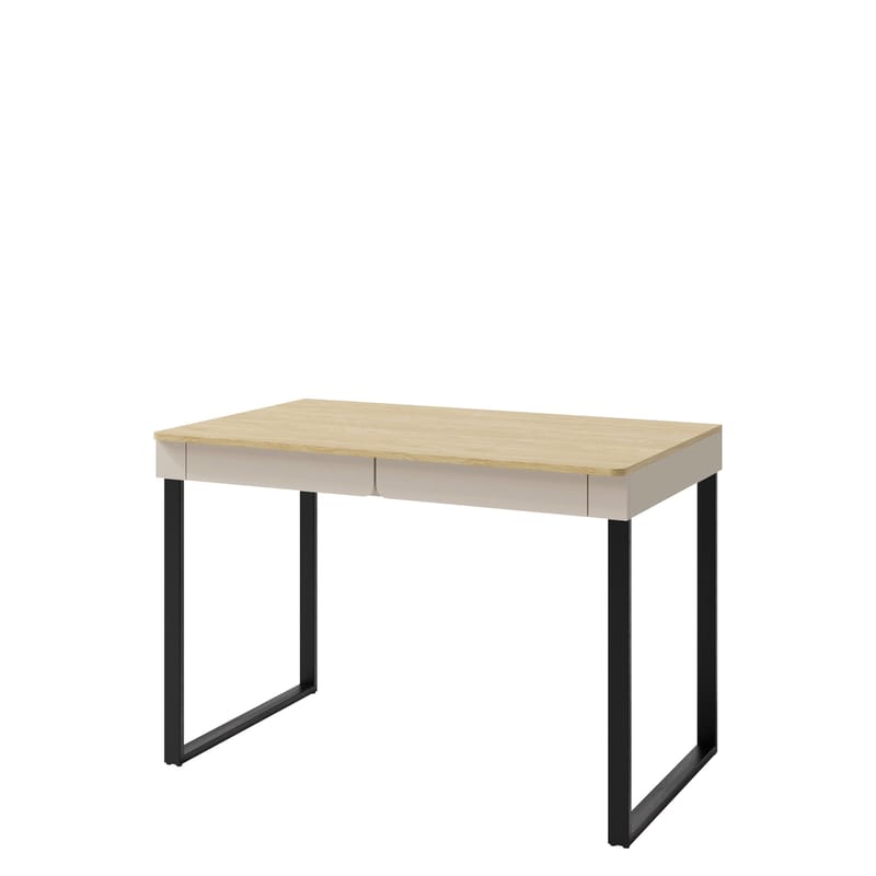 Travic Skrivebord 125 cm med Skuffer i Træ med Egetræsudseende, Beige