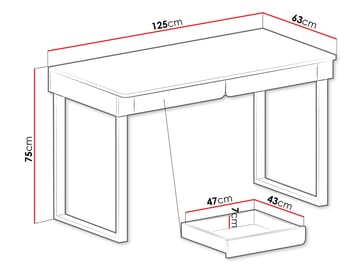 Travic Skrivebord 125 cm - Møbler - Borde - Kontorbord - Skrivebord