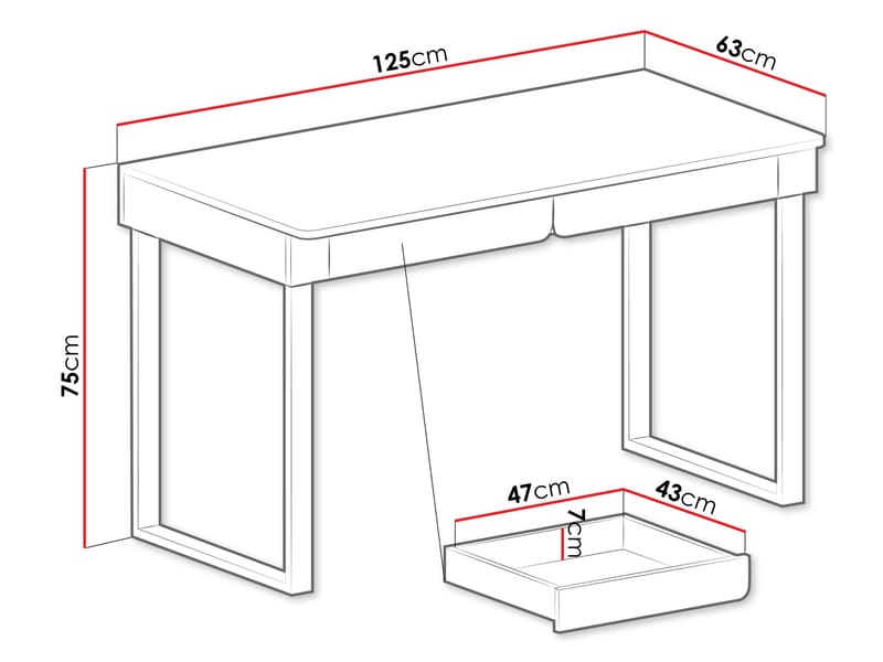 Travic Skrivebord 125 cm - Møbler - Borde - Kontorbord - Skrivebord