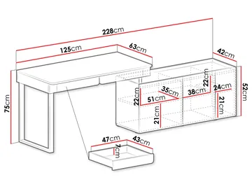 Travic Skrivebord 228 cm - Møbler - Borde - Kontorbord - Skrivebord