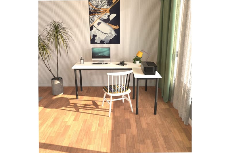 Viva Skrivebord 120x150 cm, Sort/Hvid