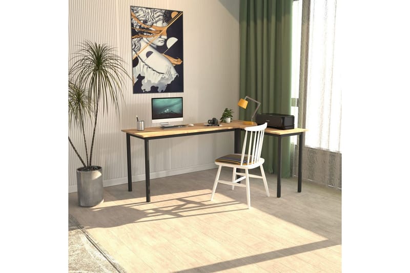 Viva Skrivebord 120x150 cm - Sort/Natur - Møbler - Borde - Kontorbord - Skrivebord