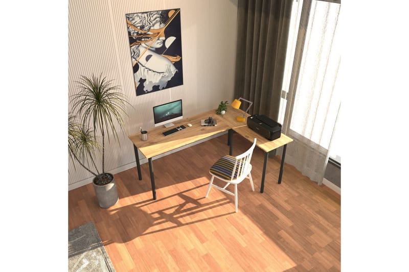 Viva Skrivebord 120x150 cm - Sort/Natur - Møbler - Borde - Kontorbord - Skrivebord