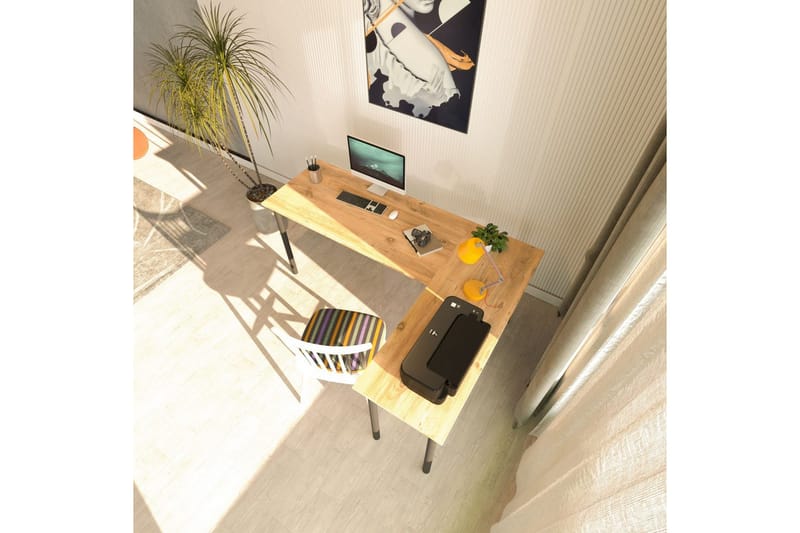 Viva Skrivebord 120x150 cm - Sort/Natur - Møbler - Borde - Kontorbord - Skrivebord