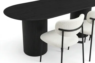 Kopparbo oval spisegruppe 220 cm sort med 6 Lucy spisebordsstole - Sortbejdset eg - Møbler - Borde - Spisebordssæt
