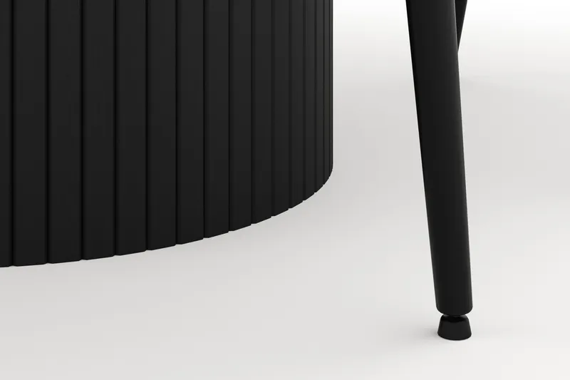 Kopparbo Rund Spisegruppe 106-156cm med 6 Alsarp Spisestole - Sort - Møbler - Borde - Spisebordssæt