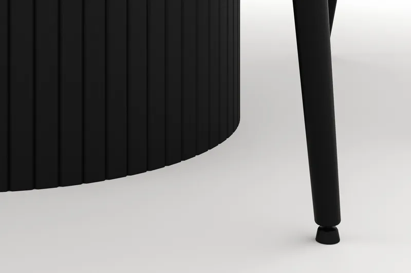 Kopparbo Rund Spisegruppe 106-156cm med 6 Alsarp Spisestole - Sort - Møbler - Borde - Spisebordssæt