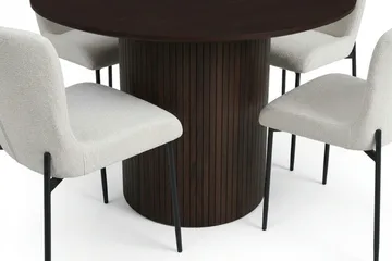 Kopparbo rund spisegruppe 110 cm i røget eg med 4 Elsie-spisestole - Røget eg - Møbler - Borde - Spisebordssæt