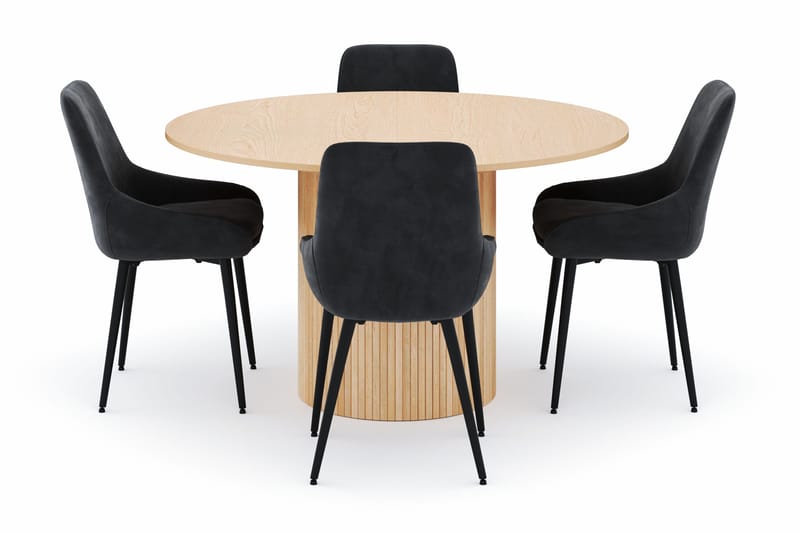 Kopparbo Rund Spisegruppe 130-150 cm 4 Alsarp Spisestole - Nature - Møbler - Borde - Spisebordssæt
