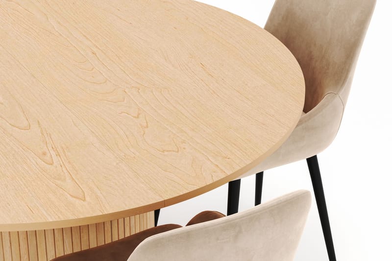 Kopparbo Rund Spisegruppe 130-150 cm 4 Alsarp Spisestole - Nature - Møbler - Borde - Spisebordssæt