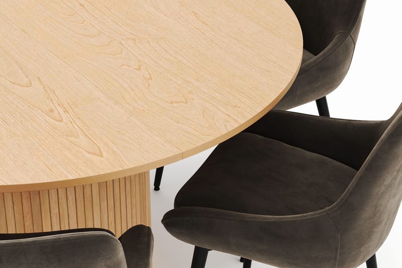 Kopparbo Rund Spisegruppe 130-150 cm 6 Alsarp Spisestole - Nature - Møbler - Borde - Spisebordssæt