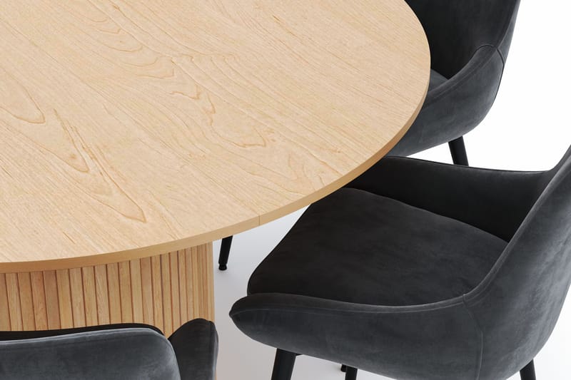 Kopparbo Rund Spisegruppe 130-150 cm 6 Alsarp Spisestole - Nature - Møbler - Borde - Spisebordssæt