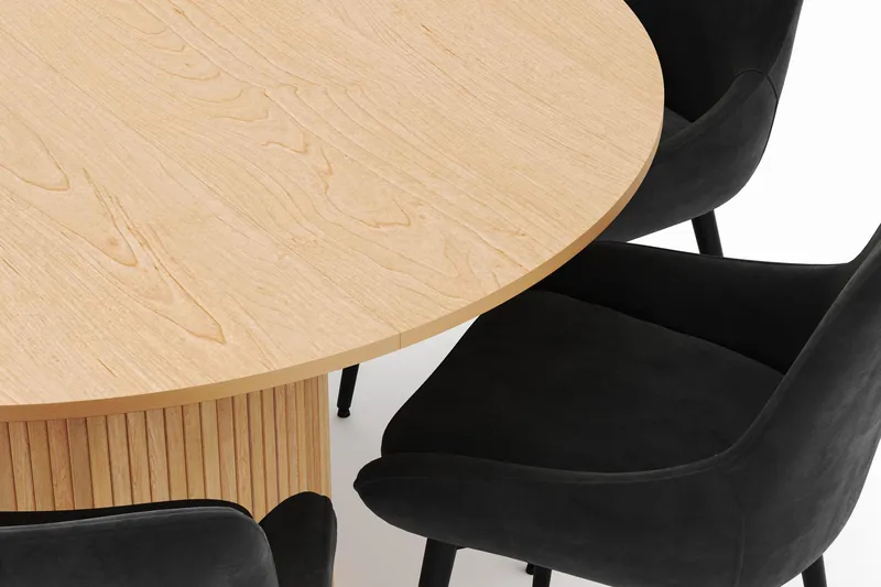 Kopparbo Rund Spisegruppe 130-150 cm 6 Alsarp Spisestole - Nature - Møbler - Borde - Spisebordssæt