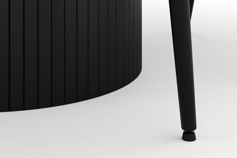 Kopparbo Rund Spisegruppe 130 cm 4 Alsarp Spisestole - Sort - Møbler - Borde - Spisebordssæt