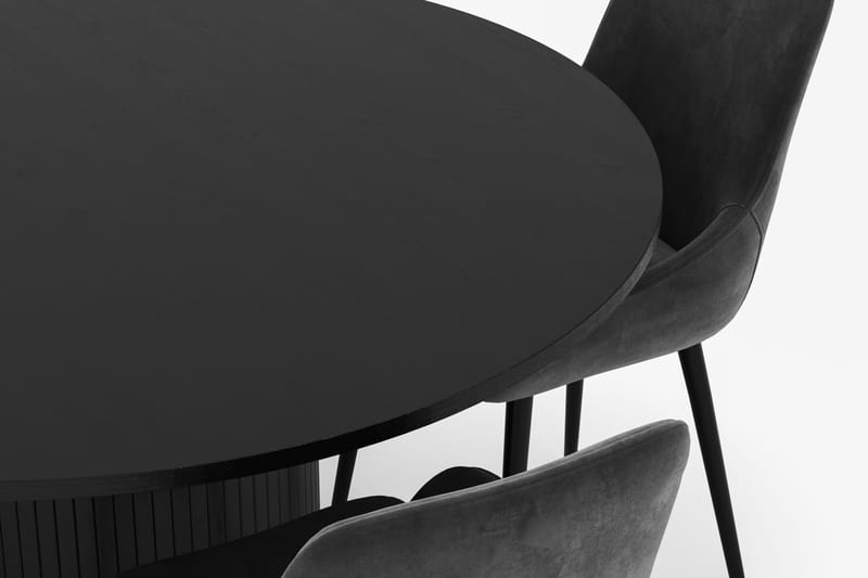 Kopparbo Rund Spisegruppe 130 cm 4 Alsarp Spisestole - Sort - Møbler - Borde - Spisebordssæt